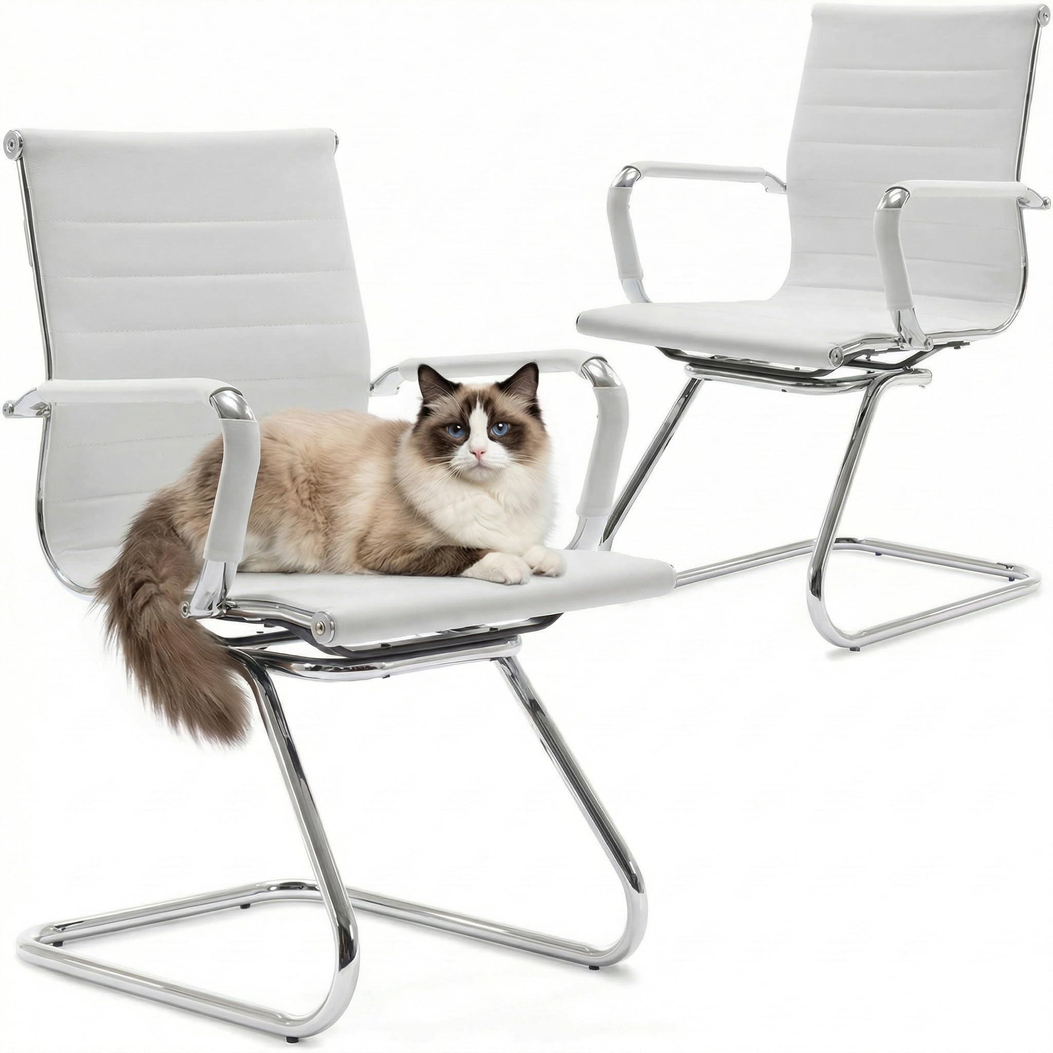 HNY 2-Pack PU Leather Office Guest Chairs