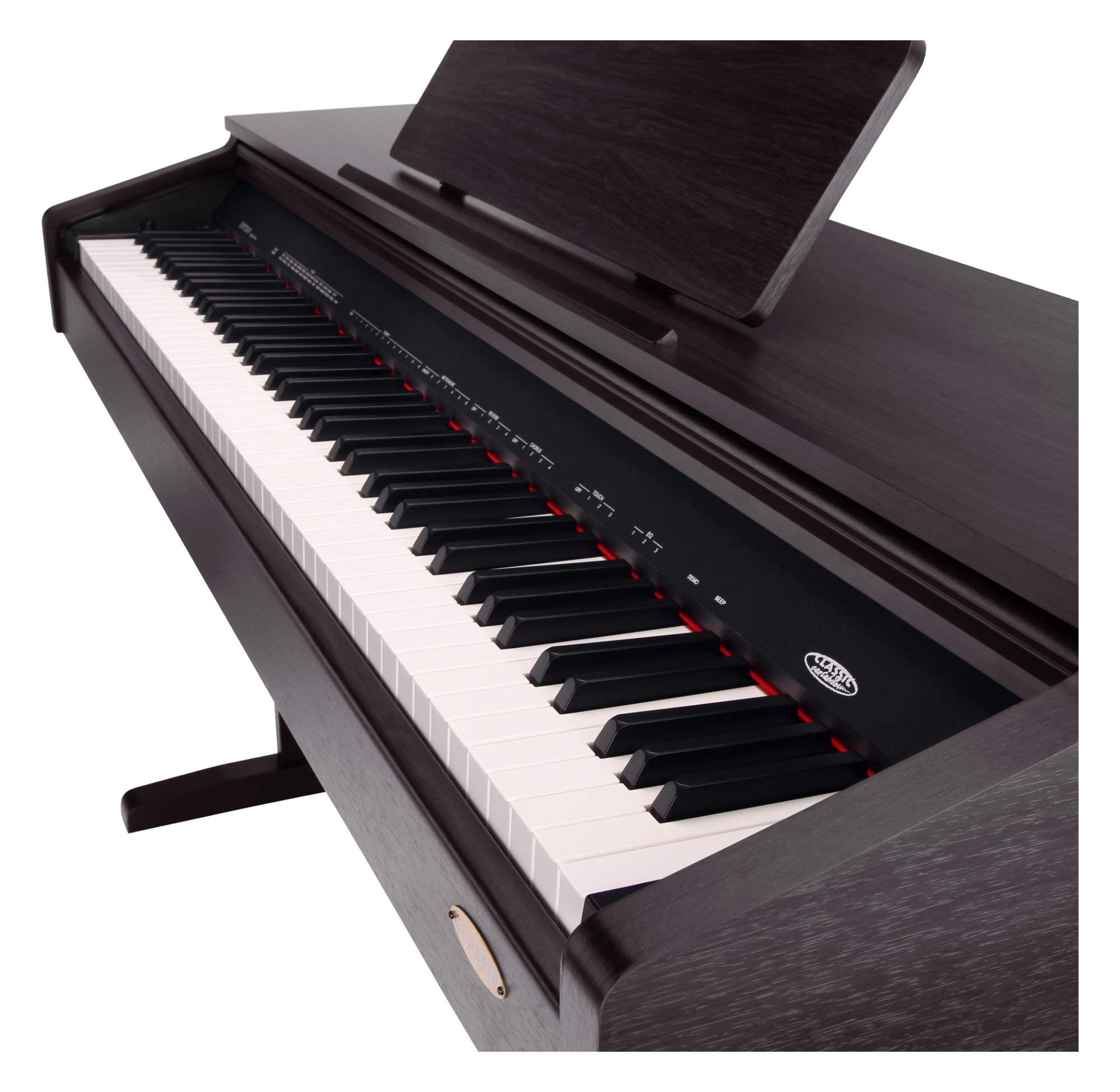 Classic Cantabile DP-210 RH E-Piano SET inkl. Bank, Kopfhörer, Schule (Digitalpiano 88 Tasten Hammermechanik, Kopfhöreranschlüsse, USB, Metronom, 3 Pedale, Piano für Anfänger, inkl. Noten) Rosenholz