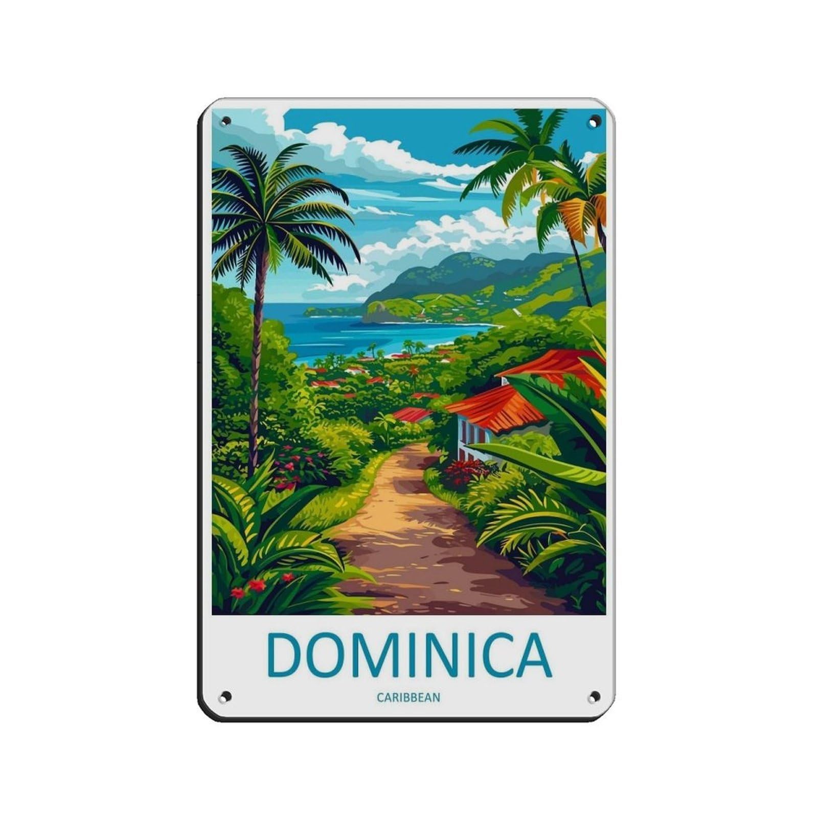 Dominica Travel Art Caribbean Travel（4） Tin Sign Vintage Metal Pub Club Cafe Bar Home Wall Art Decoration Poster Retro 8x12inch(20x30cm)