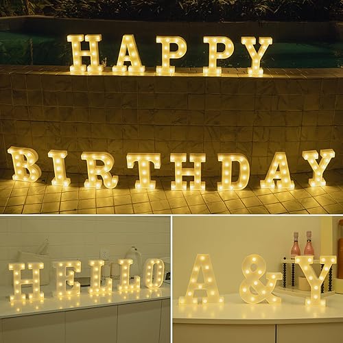 Miniatura 6 de Foaky 26 letras del alfabeto con luces LED, letras que se iluminan, luces de noche, para bodas, fiestas de cumpleaños, funcionan con baterías, luz