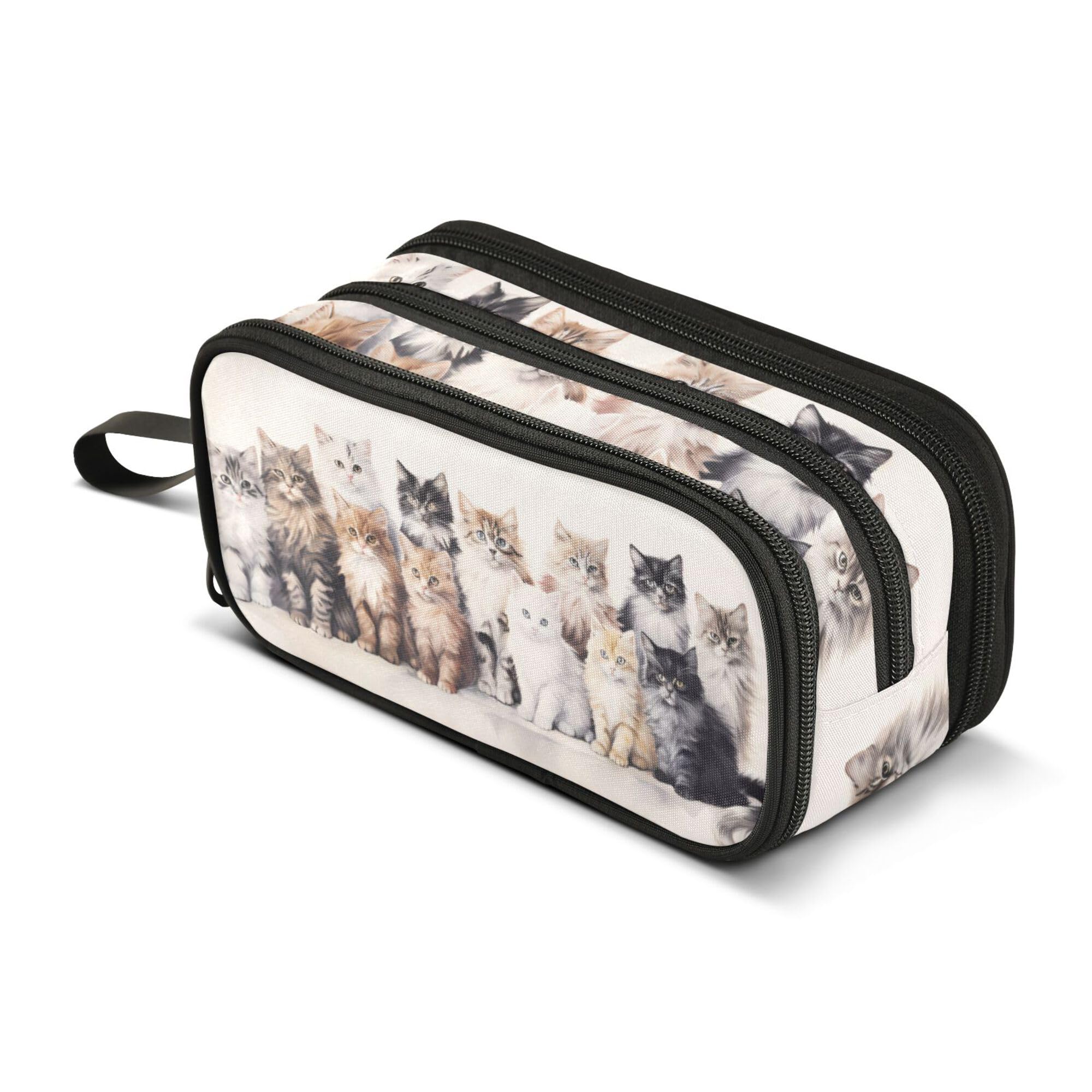 ALAZA Large Pencil Case, Big Capacity Pencil Bag Pen Pouch Holder 3 Compartments,Cat School Office Supplies Stationery Makeup Bag Storage Organizer for Students Girls Boys Women Men — image 1