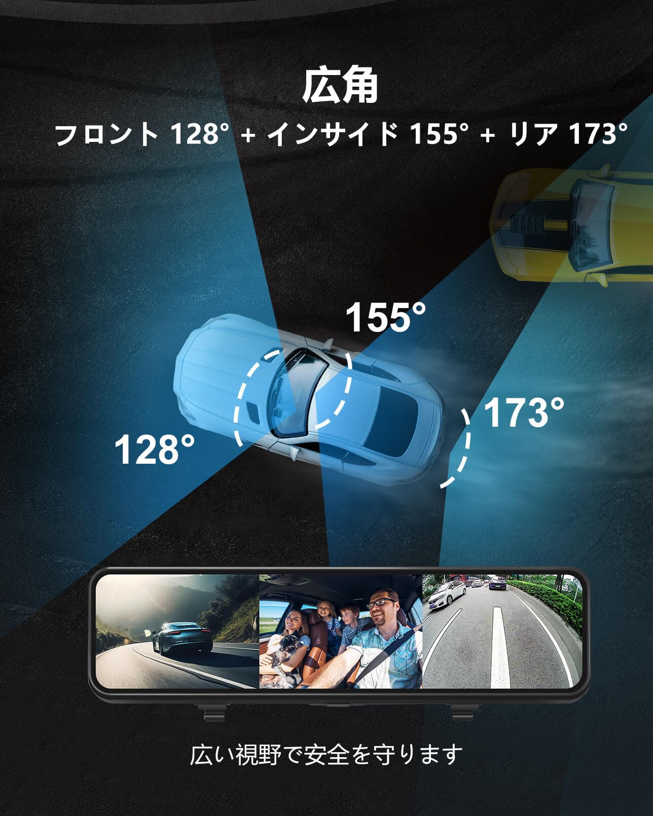 Amazon.co.jp: INSEETECH 4K 3カメラ ドライブレコーダーミラー型 前後