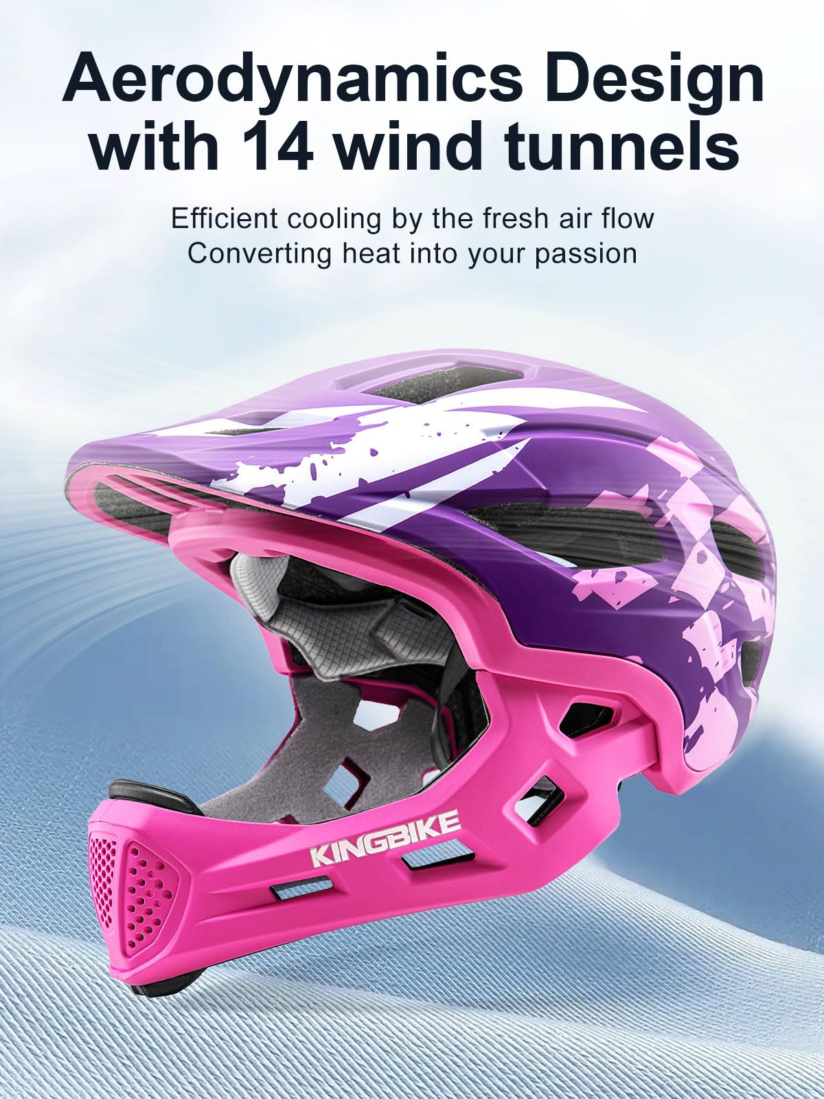 Casco de cara completa para niños y niñas, convertible, con protector de barbilla desmontable, para niños y niñas, de 4 a 10 años, monopatín, scooter, bicicleta de equilibrio, bicicleta BMX MTB