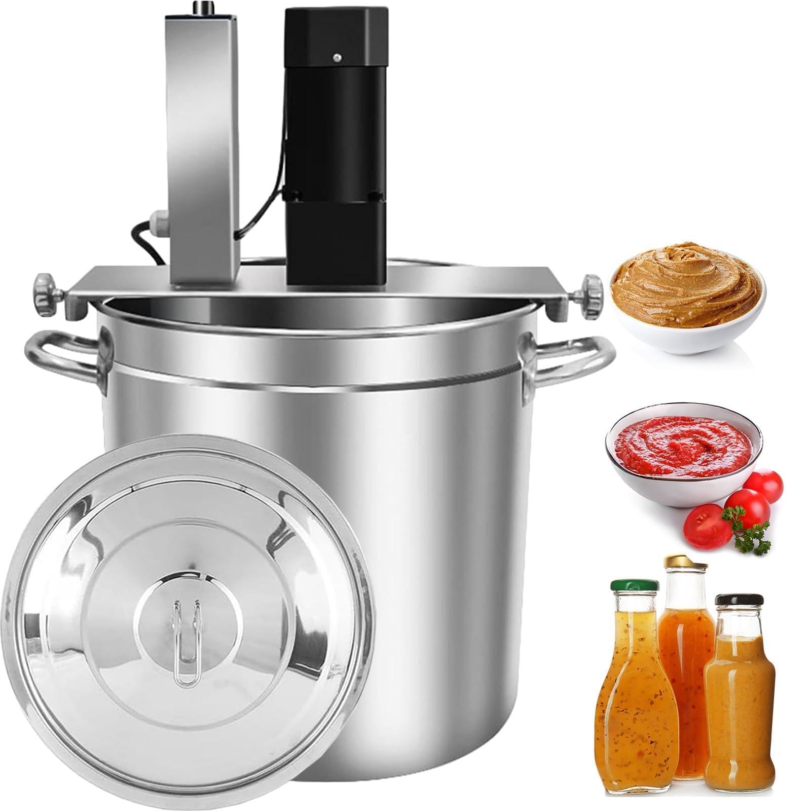 Automatic Stirring Sauce Cooker with Full Bottom Scraping Stirrer, 304 Stainless Steel Pot Fits All Heating Sources, Non-Stick Food Mixer for All Thick Pastes, Chili Paste, Hot Pot Base 60L