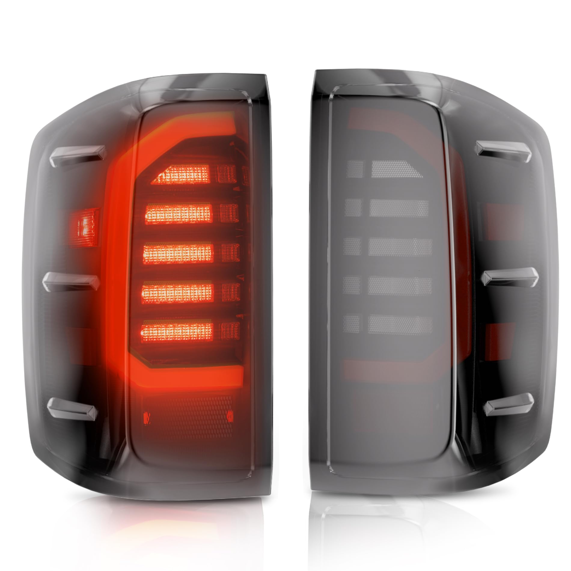 LED Tail Lights Assembly for 2014 2015 2016 2017 2018 2019 Chevy Silverado 1500 2500 3500HD, Bright Smoked Tail Lights, IP67 Waterproof LED Tail Lights Rear Tail Lights Pair