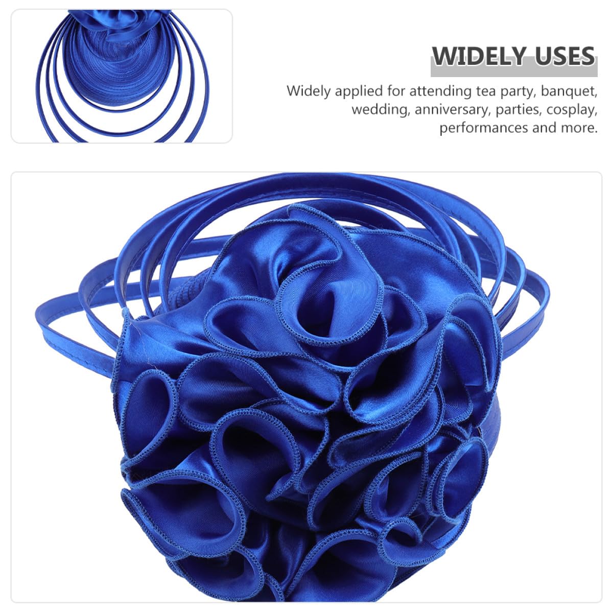 Cappello e Imponente Blu Raffinato Fascinator Donna in Poliestere e ABS Leggero per Tea Party e Banchetti, Accessorio da Sposa e Cerimonia