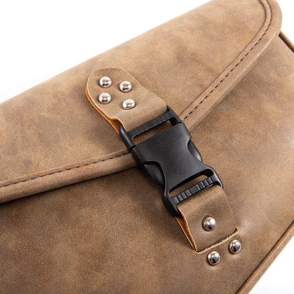 Borsa da moto marrone in pelle PU Swing Bag Tasche laterali Borsa bagaglio triangolare con grande capacità (sinistra)