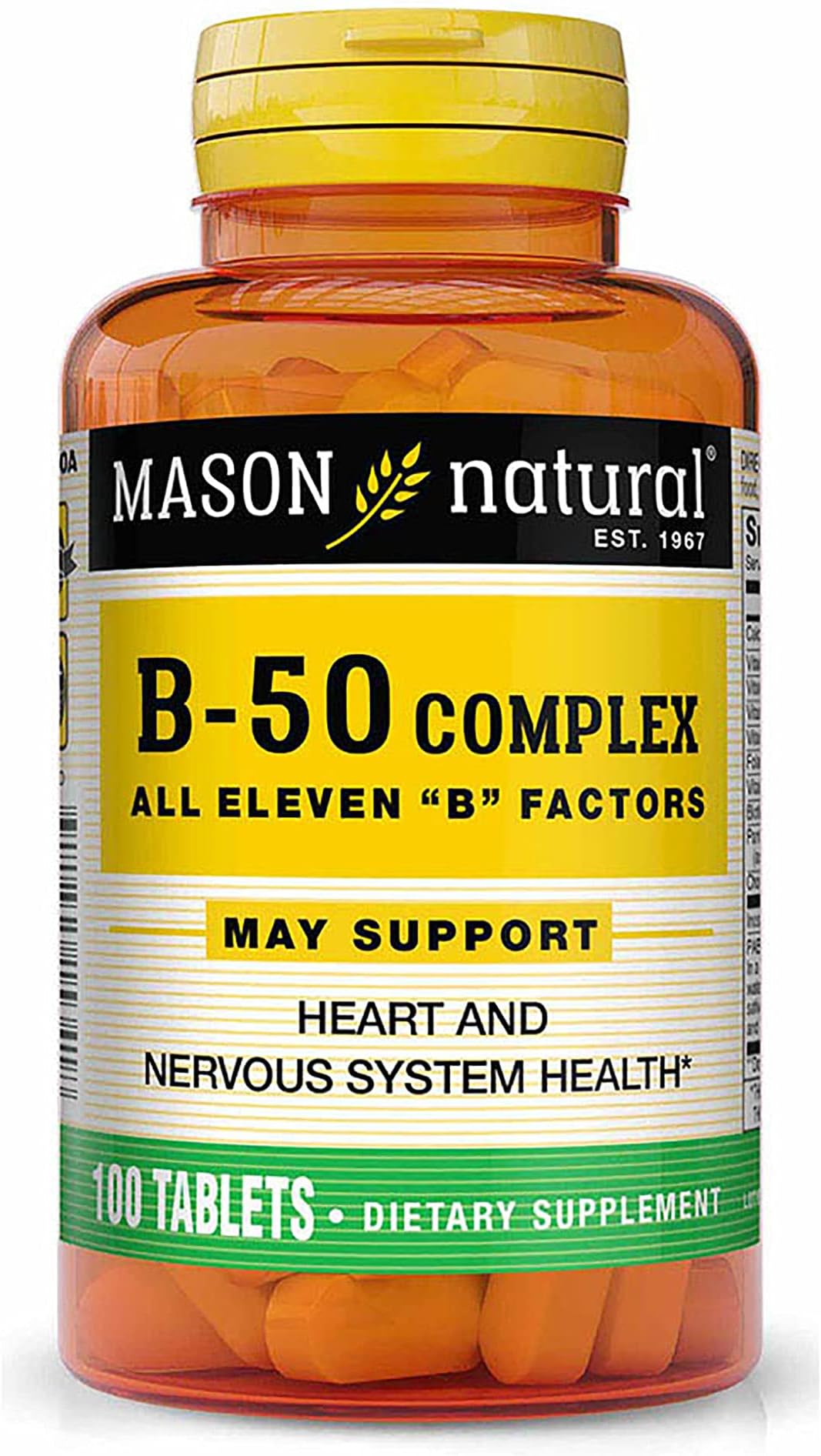 Mason Vitamins Super B 50 Complex All Eleven "B" Factors Tablets, 60 Count
