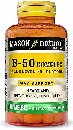 Mason Vitamins Super B 50 Complex All Eleven "B" Factors Tabletas, 60 unidades