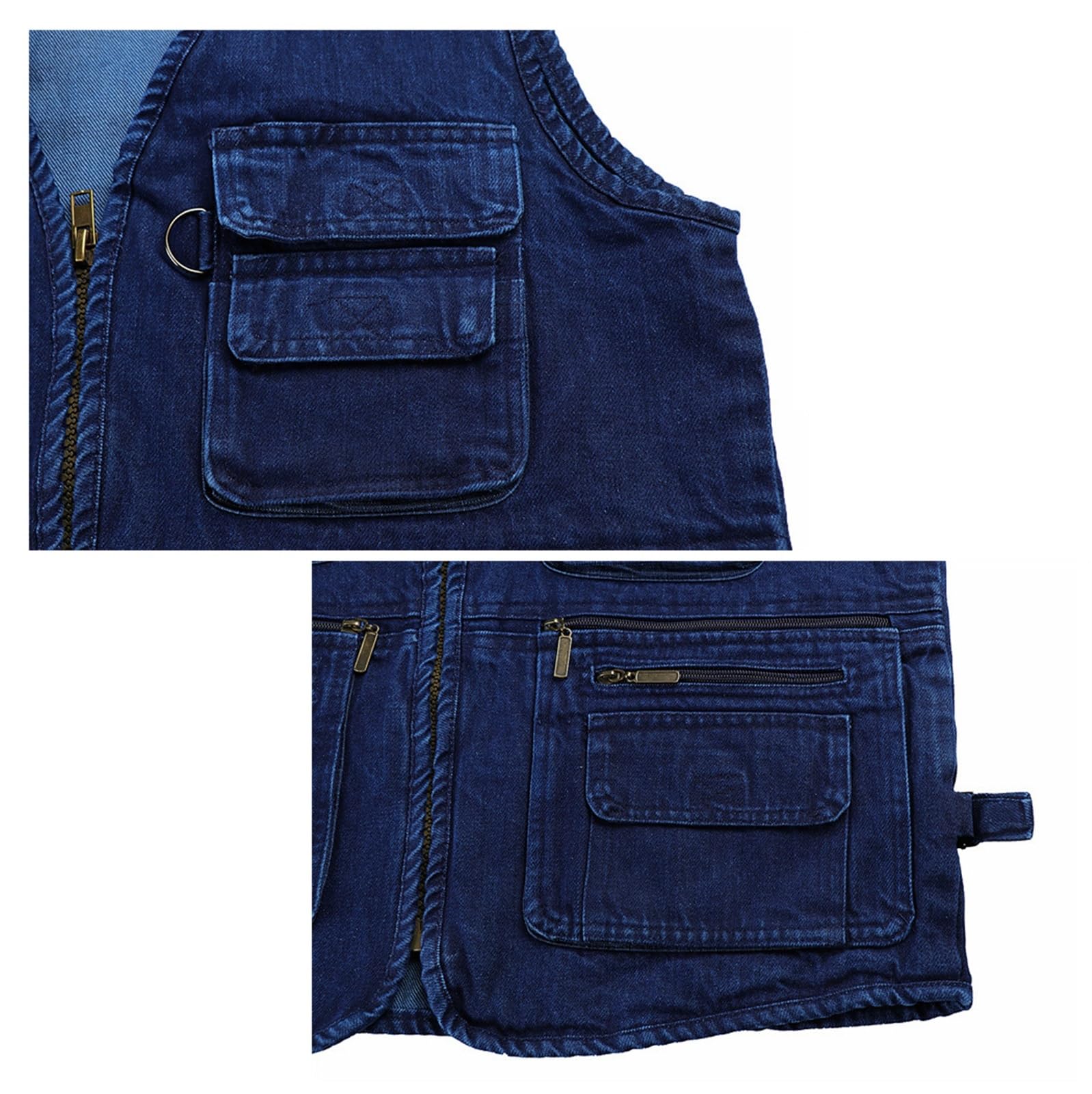 CLSQLXYJZC Chaleco De Pesca Para Hombre, Chaleco Vaquero Sin Mangas Transpirable Con Cremallera Y Multibolsillos, Chaqueta Ligera E Informal Para Camping Y Senderismo, Para Viajes, Ciclismo