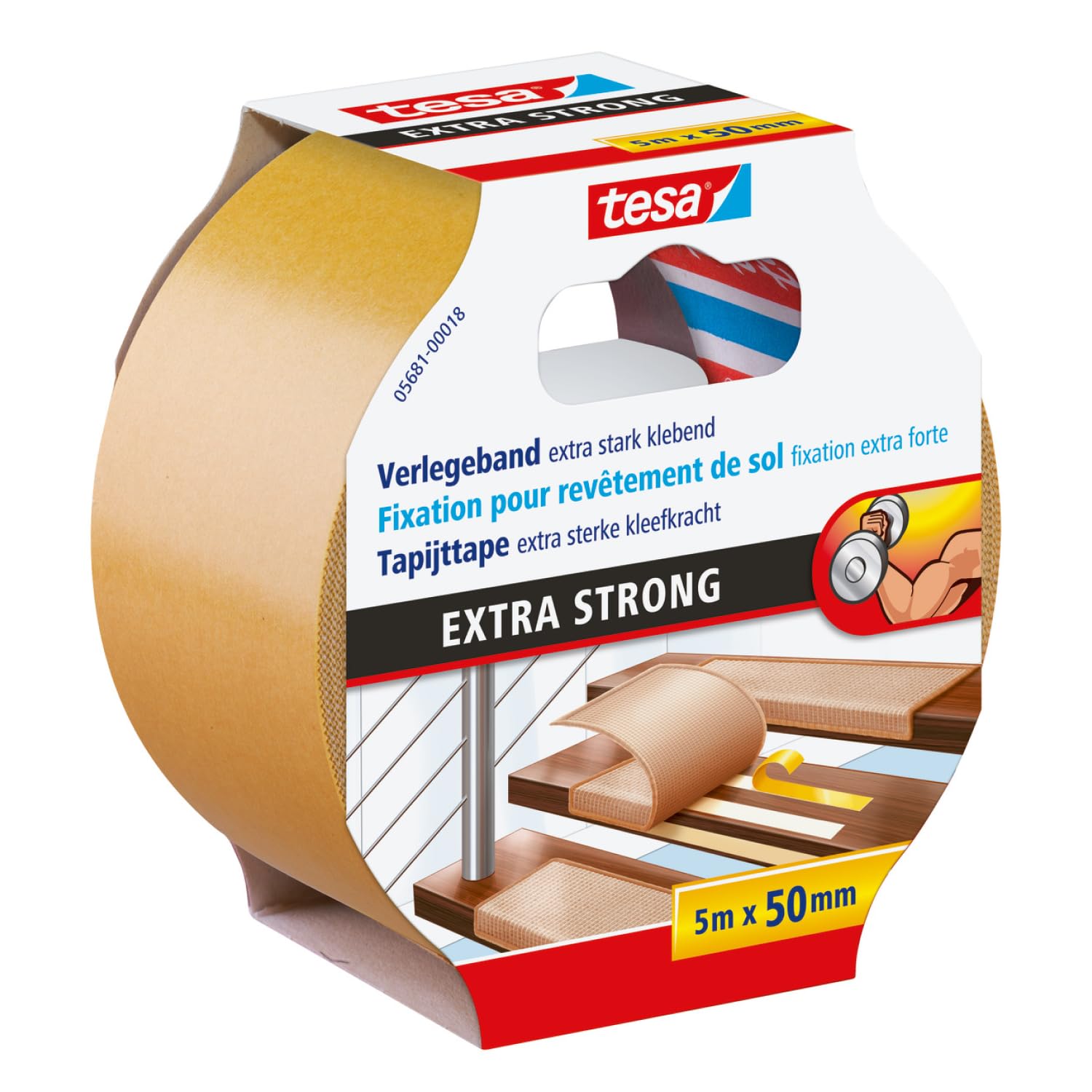 tesa® 05681 Extra Strong Carpet Tape 50mm x 5m