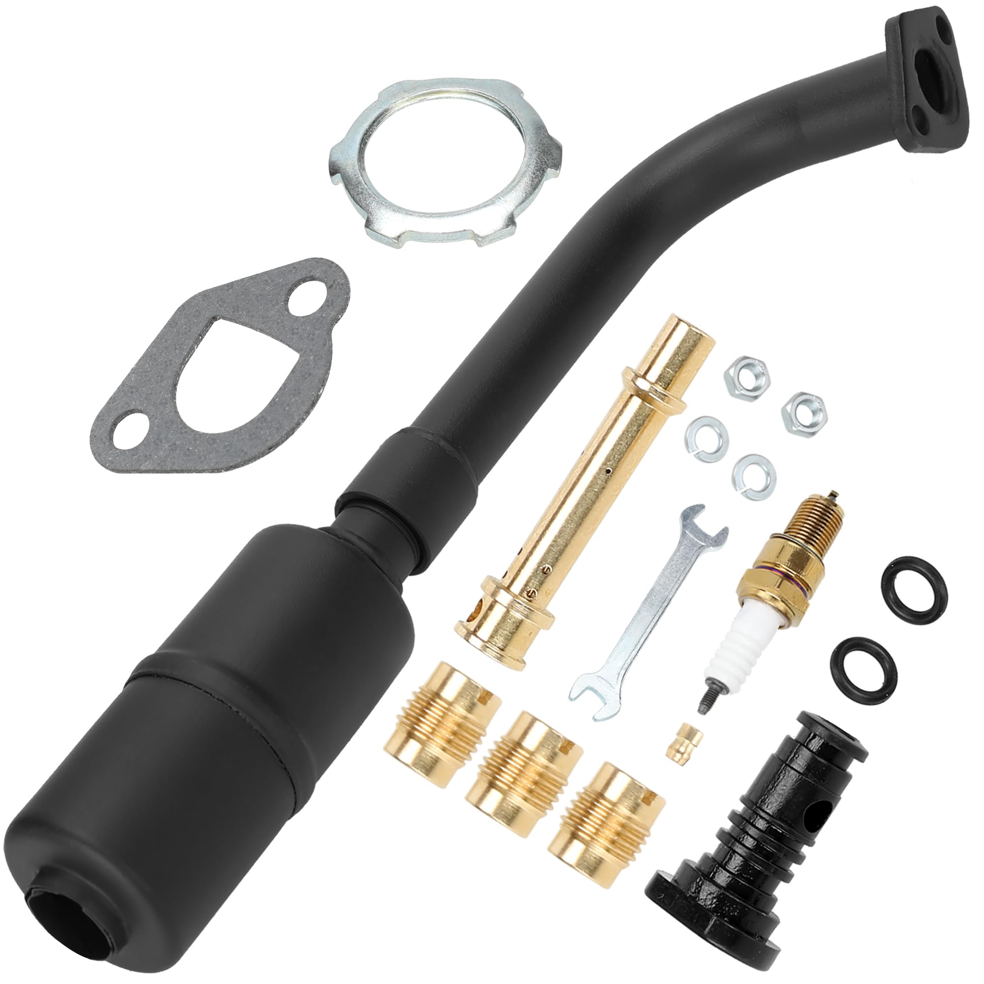 GREHUAMini Bike Exhaust Pipe Muffler for Predator 212cc 224cc 196cc Coleman CT200U CT200U-EX BT200X KT196 Baja Warrior MB200 MB165 Massimo Minibike Go Kart GX160 GX200 Engine Performance Parts