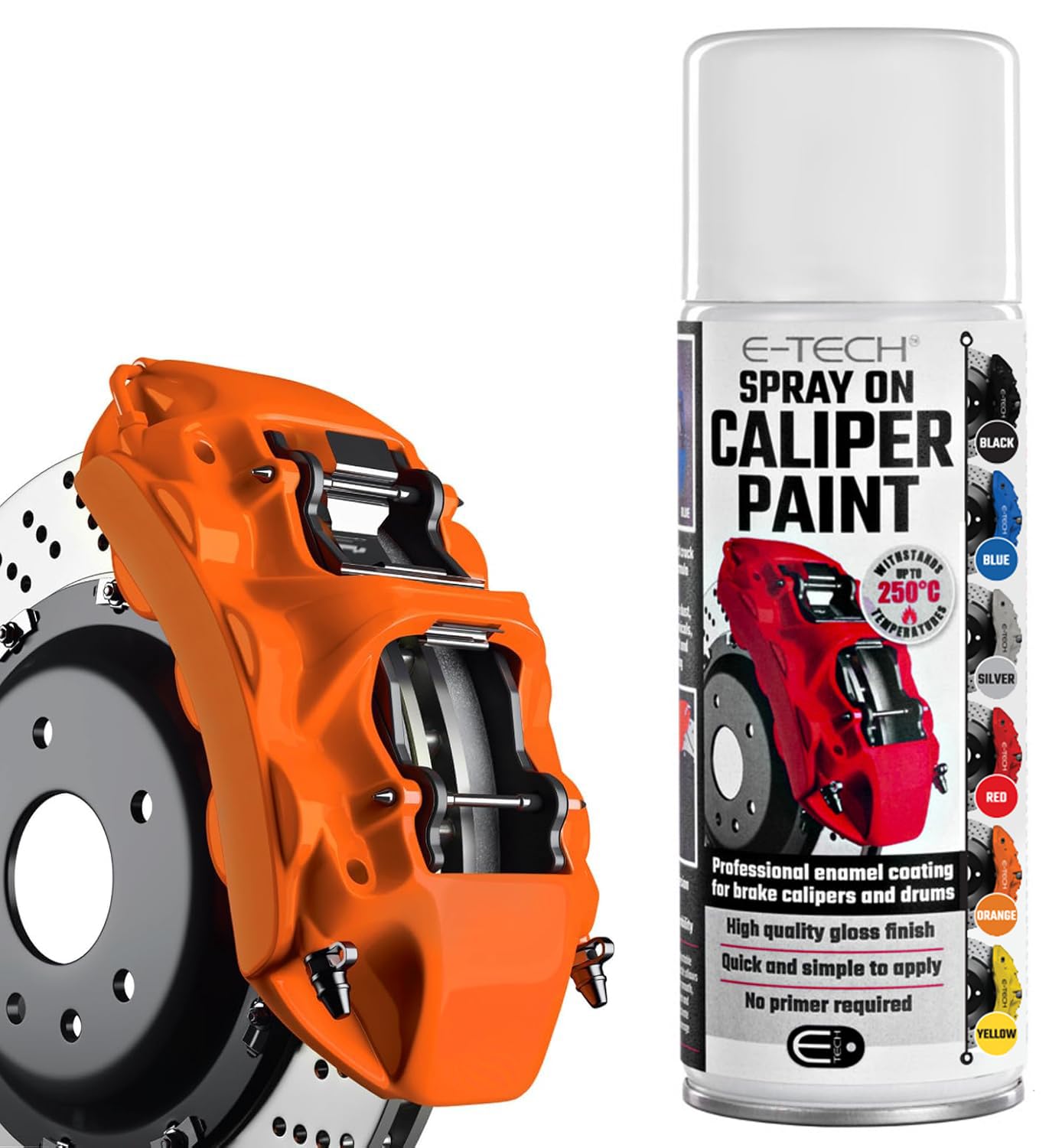 E-Tech Orange Brake Caliper Paint Spray 400ml Can Car Enamel Coating AESCP-O