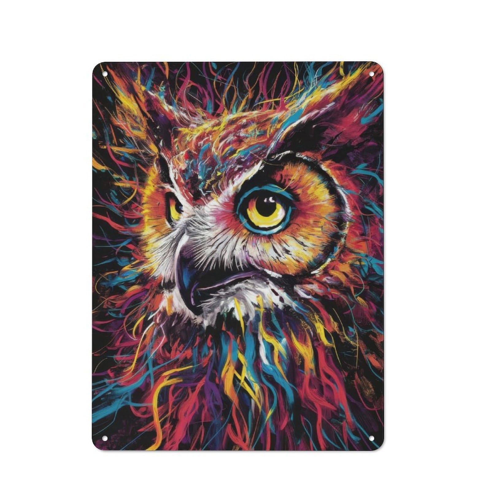 Junmoney Owl Kitten Retro Metal Plaque 40X30cm For Lounge Or Reading Corner, Winter Wall Decor For Reading Corner Decorators