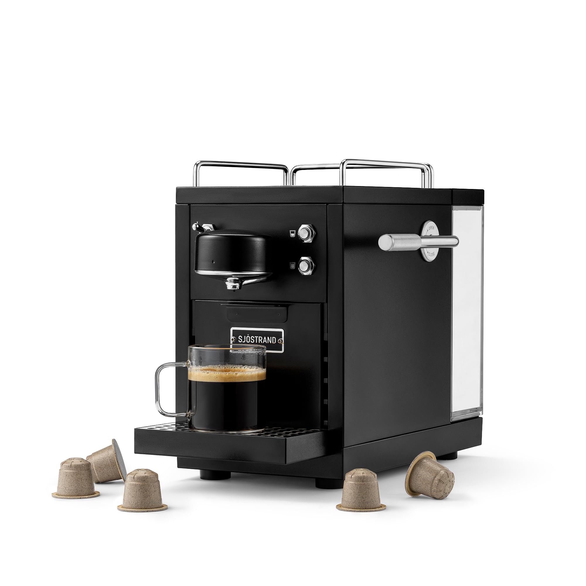 La cafetera Original 2 negra - máquina de cápsulas compatible con Nespresso®, máquina de café espresso de acero inoxidable, diseño escandinavo, duradero, reparable