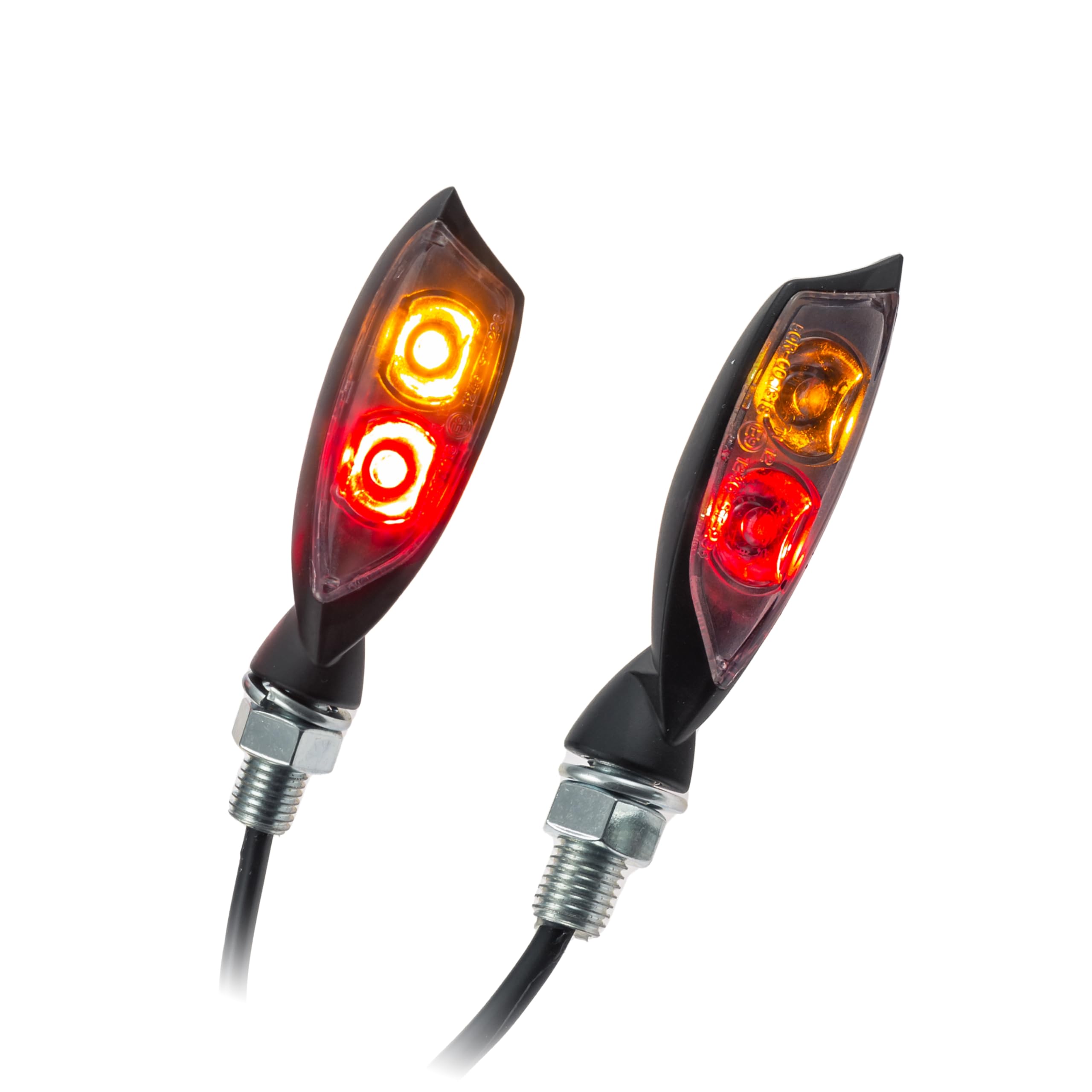 ZIEGER Universal Motorrad LED-Blinker Shadow mit Rück- und Bremsbeleuchtung getönt M8 E-geprüft Chrom