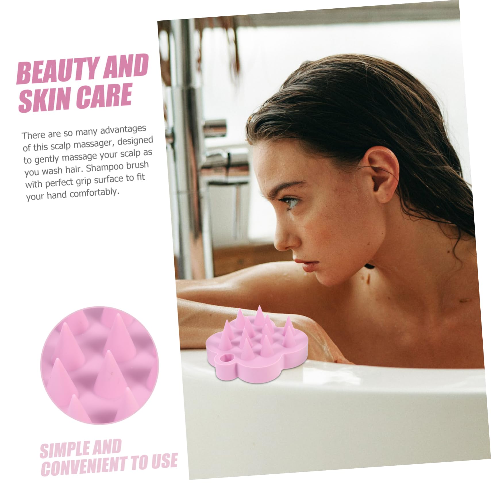FRCOLOR 4 Piezas cepillo de masaje de champú cepillo para el cabello del cuero cabelludo cepillo de champú scalphero massage masajeador cuero cabelludo exfoliante del o rosa