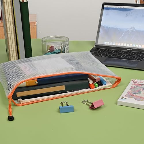 Miniatura 4 de Bolsa de malla con cremallera, 18 bolsas con cremallera, bolsa de plástico impermeable A4, carpetas de archivos con cremallera para la escuela,