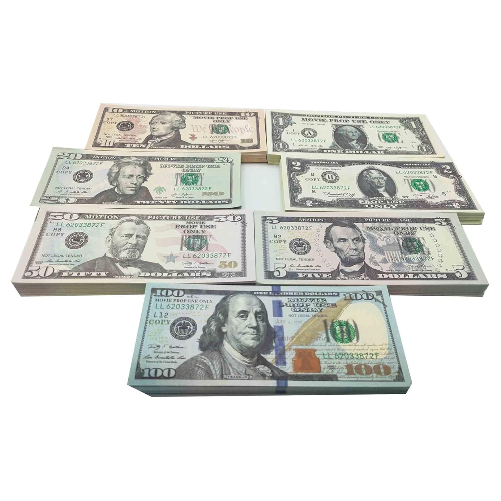 140 monedas Prop Money, billetes en dólares para niños, billetes falsos para película