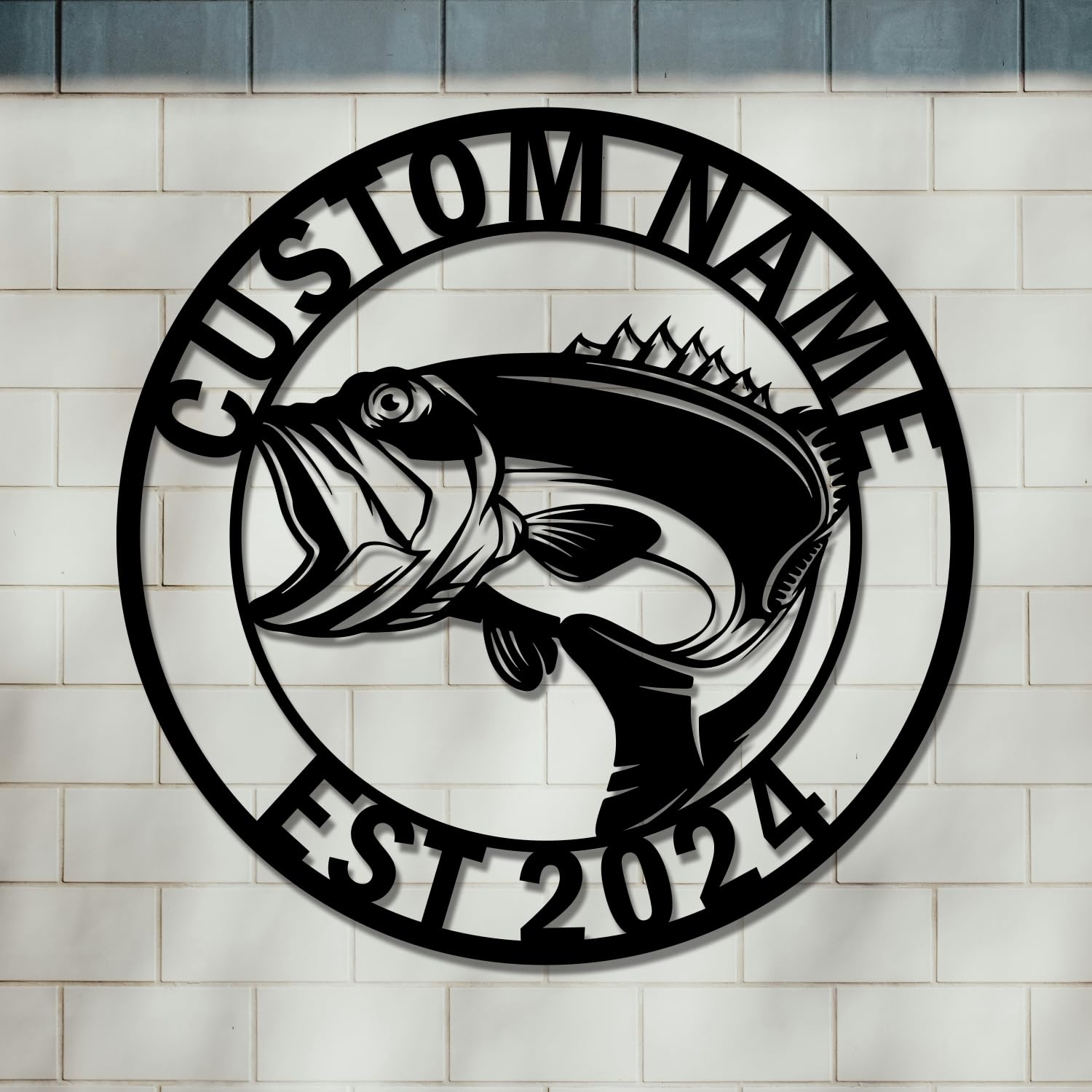 Personalized Fisherman Metal Sign,Personalized Fish Name Metal Monogram Sign,Custom Fishing Metal Wall Art,Fishing Metal Sign, Fishing Lover, Unique Gift (Fish B)