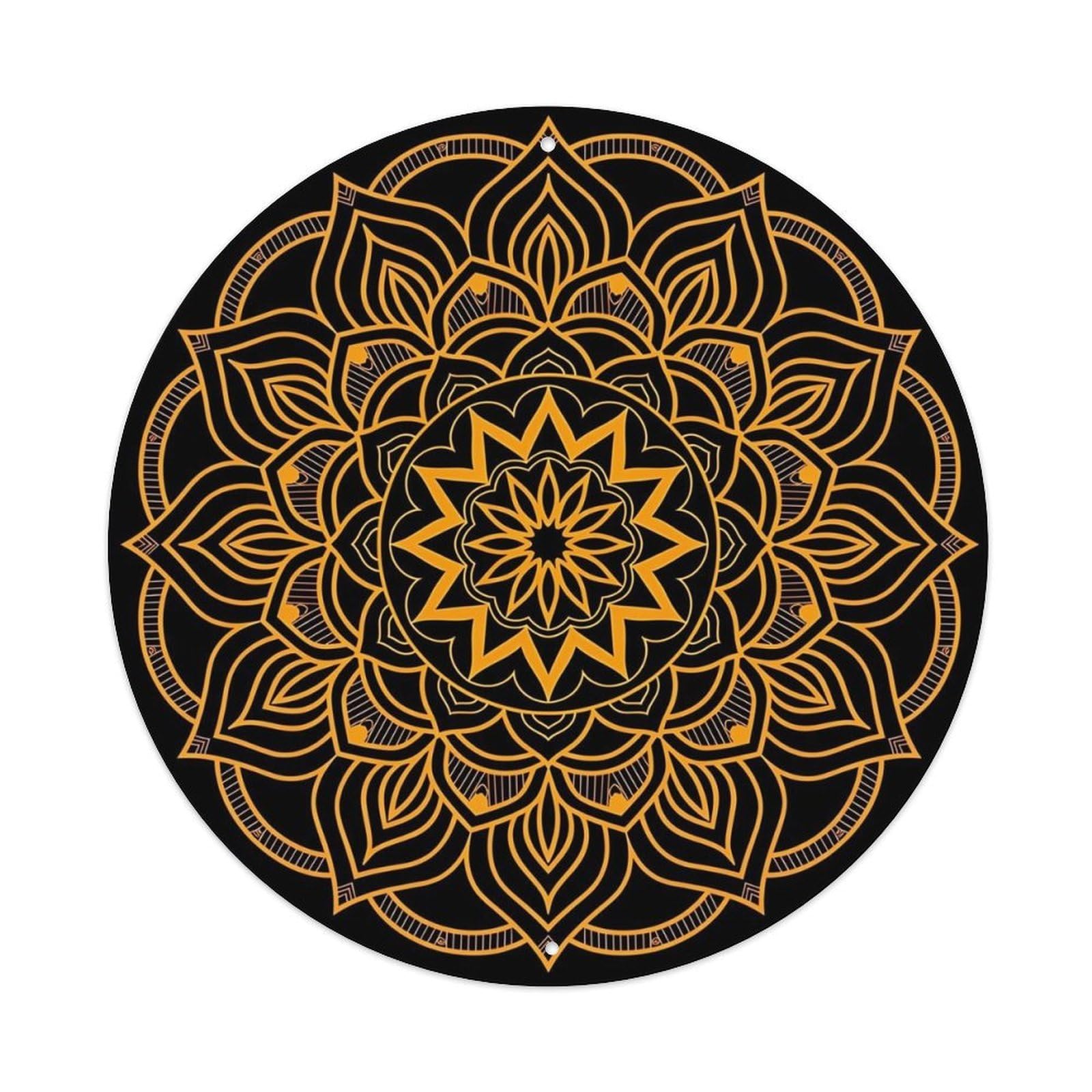 Jdyansheng Vintage Orange Black Floral Mandala Pattern Tin Sign Metal Poster Metal Signs For Home Man Cave Bar Cafe Kitchen Laundry Room Wall Decorations 8X8 Inches