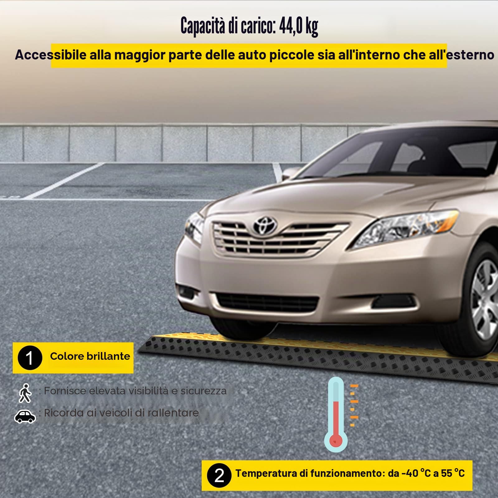 Happybuy Rampa di Protezione del Cavo 44.000 lbs, Copertura del Cavo a 3 Canali, Pavimento Protezione del Pavimento, Canale Copertura del Cavo, Parcheggio Magazzino