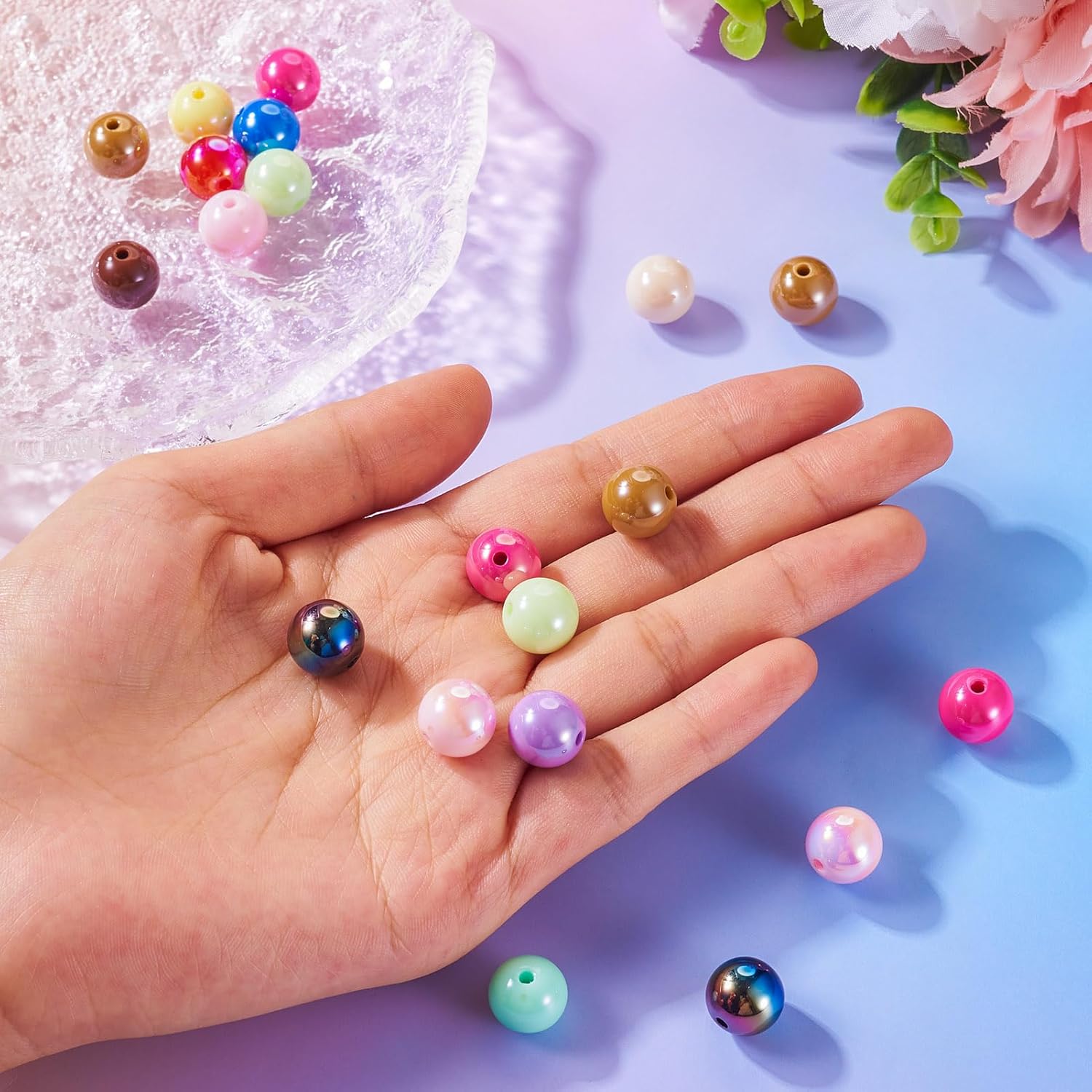 Craftdady 12mm Colorful Acrylic Round Beads for Bracelet 20Pcs AB Color Chunky Bubblegum Beads Loose Spacer Plastic Bubble Gum Ball Beads for DIY Craft Necklace Keychain Jewelry Making - Image 5