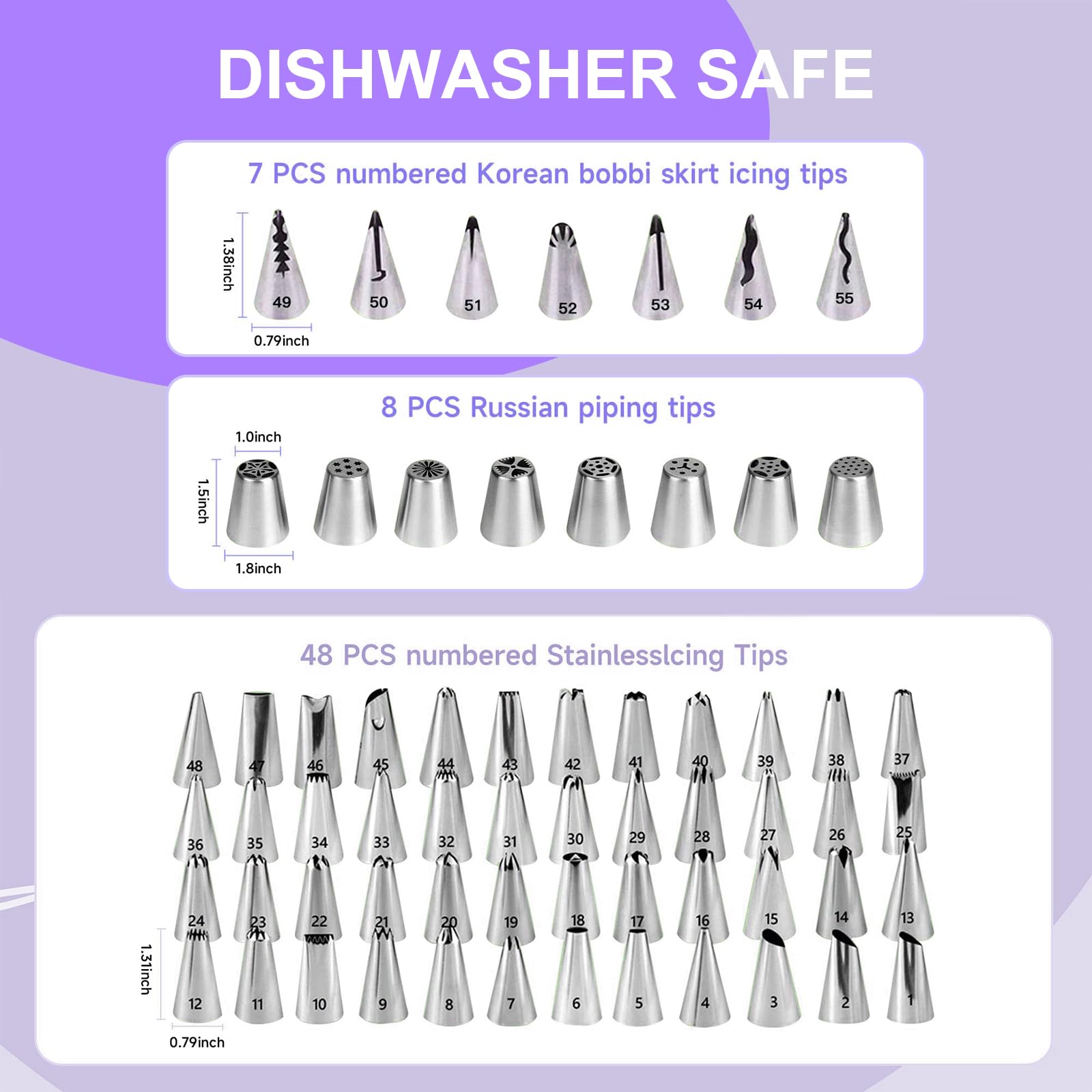 Torten Zubehör Set, 137-teiliges, mit Drehteller Tortenplatte Drehbar, Edelstahl und PP-Material, Lnklusive Kuchenschaber, Spritztüllen Set Cake Decorating Turntable für Anfänger und Profis(Lila)