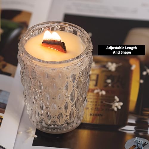 Miniatura 5 de 100 mechas de vela de madera de cerezo sin humo llama de larga duración se queman fácilmente núcleos de vela naturales con soporte y puntos de