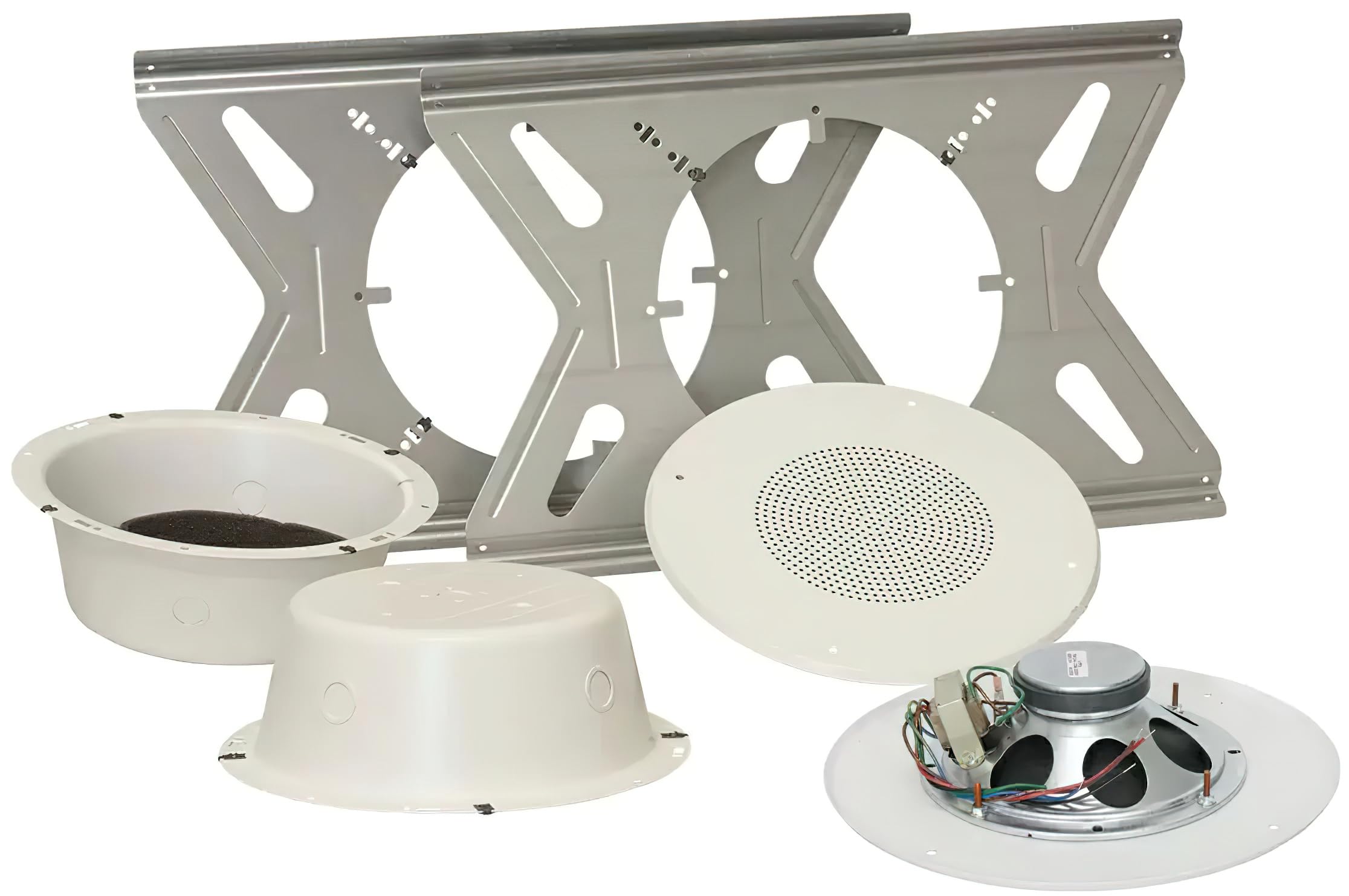 Lowell RPAK-810-425 8 inch Dual Cone in Ceiling Speaker Kit, Set of 2; 15W Dual Cone; Heavy Gauge Steel Enclosure with Acoustic Pad; 25V Transformer