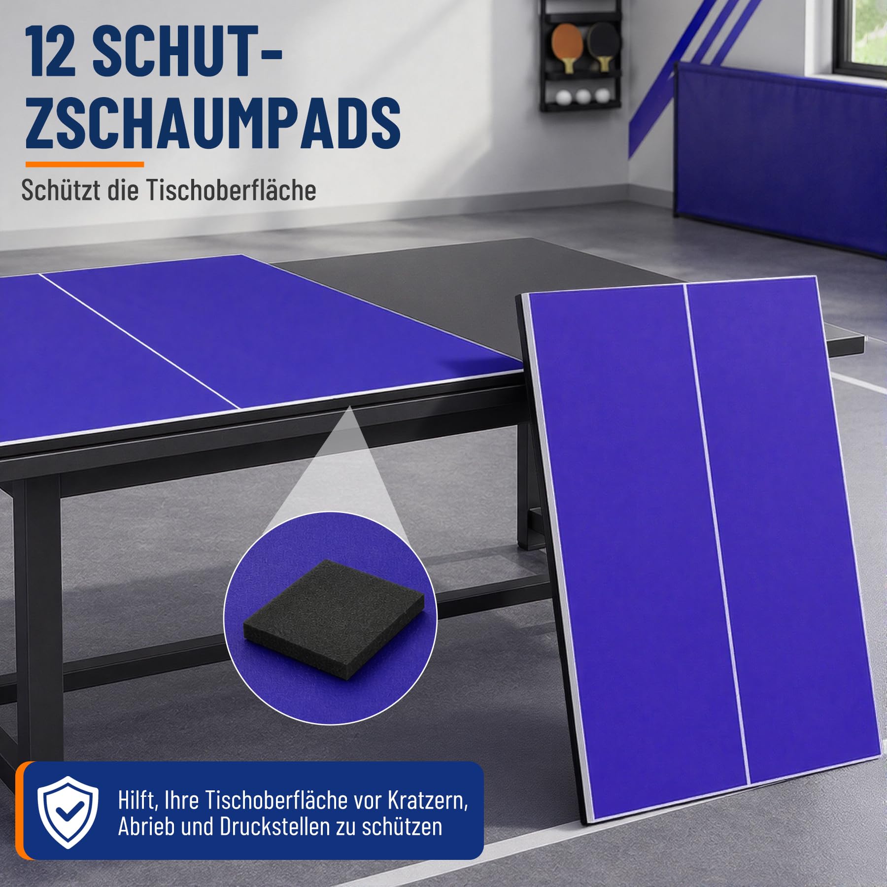 Klappbare Tischtennisplatte mit Tischtennisnetz für jeden Tisch