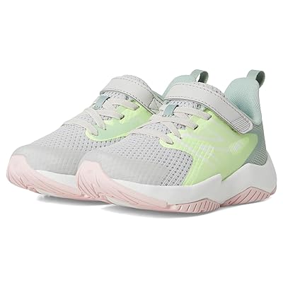 New Balance Kids Rave Run v2 Bungee Lace with Top Strap (Little Kid/Big Kid) Kids Shoes Grey Matter/Mint Flash/Mosaic Green
