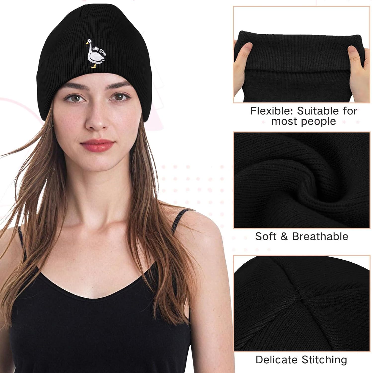Silly Goose Beanie Hat Winter Warm Funny Goose Knitted Caps Skull Beanies for Men Women Outdoor Sports - Image 4