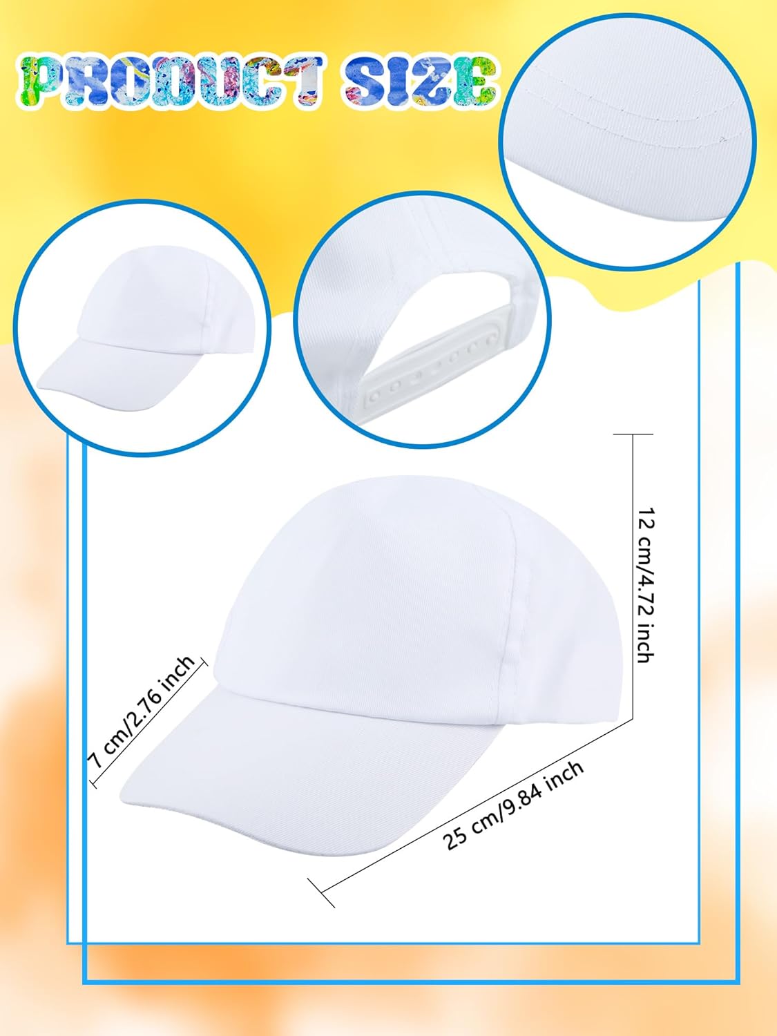 32 Pack Boys Girls White Baseball Caps Blank Baseball Hats DIY White Hats Adjustable Blank Ball Cap for Kids DIY Painting Sport Outdoor Activities - Image 2