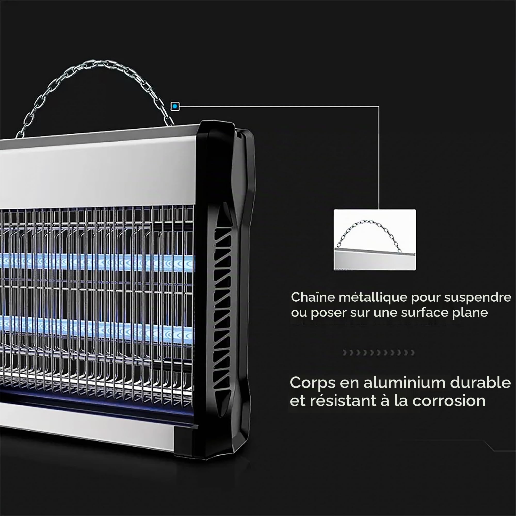 V-TAC Lampe Anti Moustique Électrique 30W avec 100 m² de Zone d'action - Slim Design - Moustiquaire Électrique avec Tubes Bleu UV pour Intérieur et Extérieur - Piège Contre Moustiques et Insectes