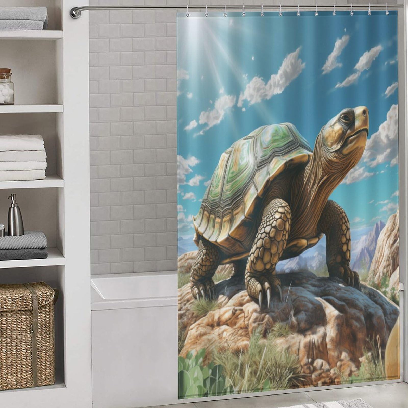 Rideau de douche polyester imperméable 140x183cm imprimé tortue