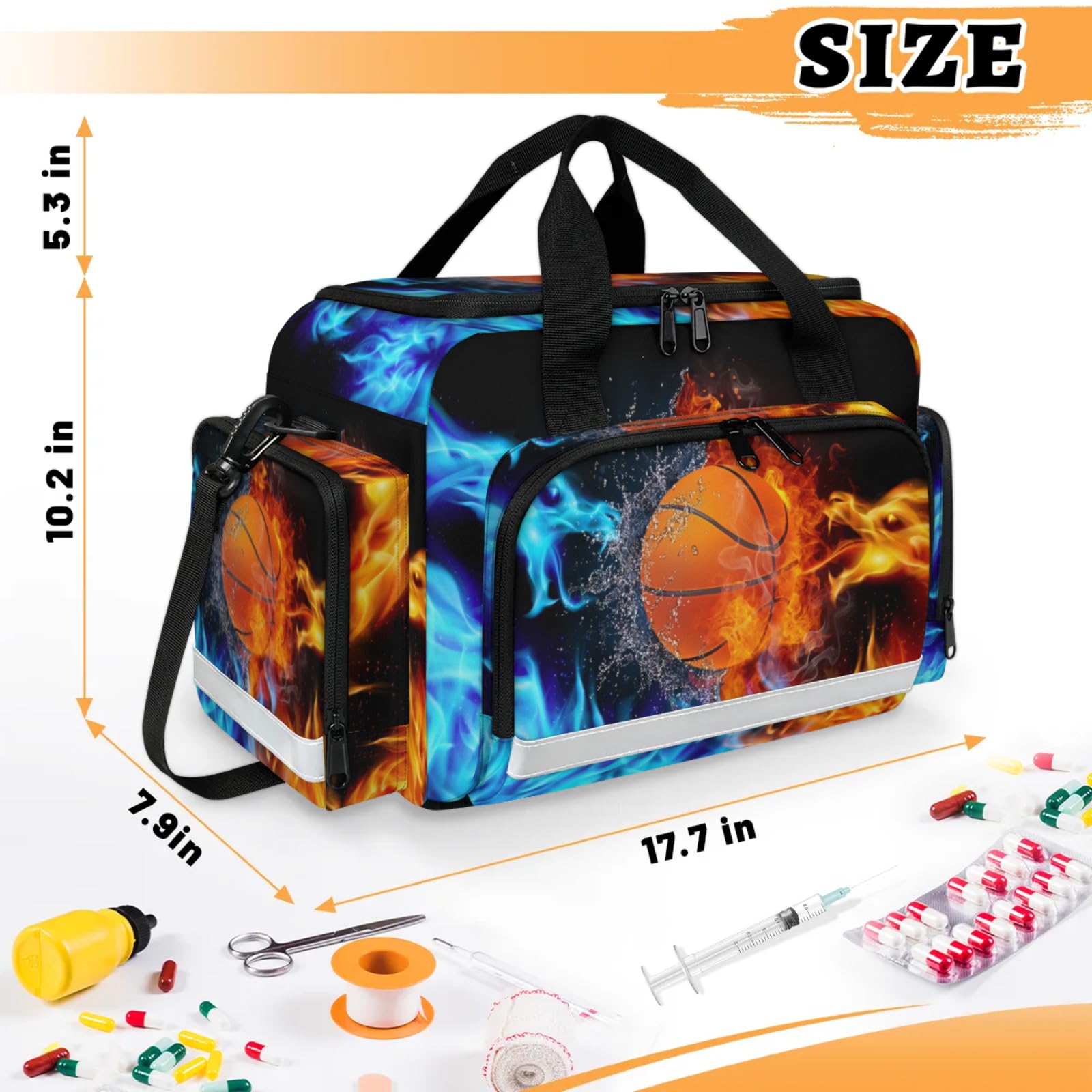 GzLeyigou First Aid Bags Empty, Dragon Basketball Emergency Bag First Aid Kit Multiple Compartment Kit Carrier On Call Trauma Bag For Paramedics Emergency Medical Supplies Kit