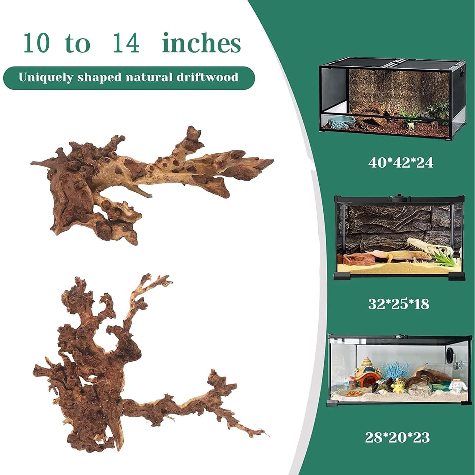 PINVNBY Madera natural grande para decoraciones de acuario, ramas variadas, accesorios para tanque de dragón, terrario, 2 unidades