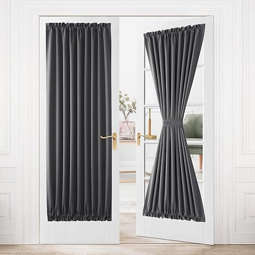 Miniatura 361 de DWCN Cortinas para puerta francesa: cortina térmica con bolsillo para barra para puertas con ventana de cristal, puertas de cocina y patio