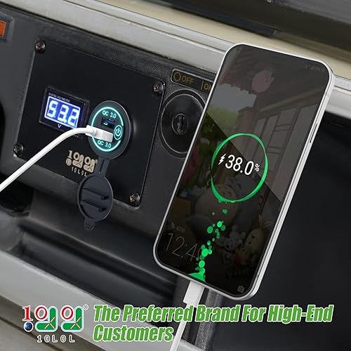 Miniatura 2 de 10L0L Cargador USB dual universal 3.0 de carga rápida para coche, camión, carrito de golf, UTV, ATV, barco, puerto de carga USB impermeable, entrada