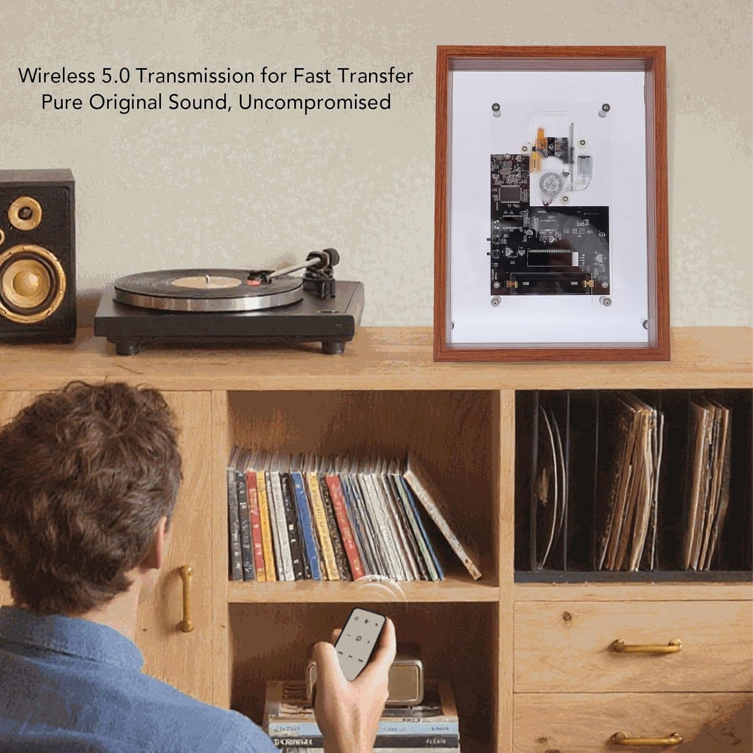 Retro Music Photo Frame CD Player, Wall Mount Desktop Bluetooth 5.0 with HiFi Sound Detachable Battery for Home Decor Gift