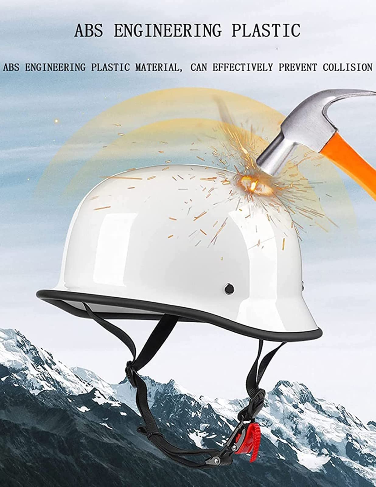 Retro Alemán Estilo Moto Casco ECE Homologado Moto Jet Medio Casco, Retro, de Media Cara, para Bicicleta Casco para Scooter de Verano, Motocicleta, Bicicleta para Hombres y Mujeres