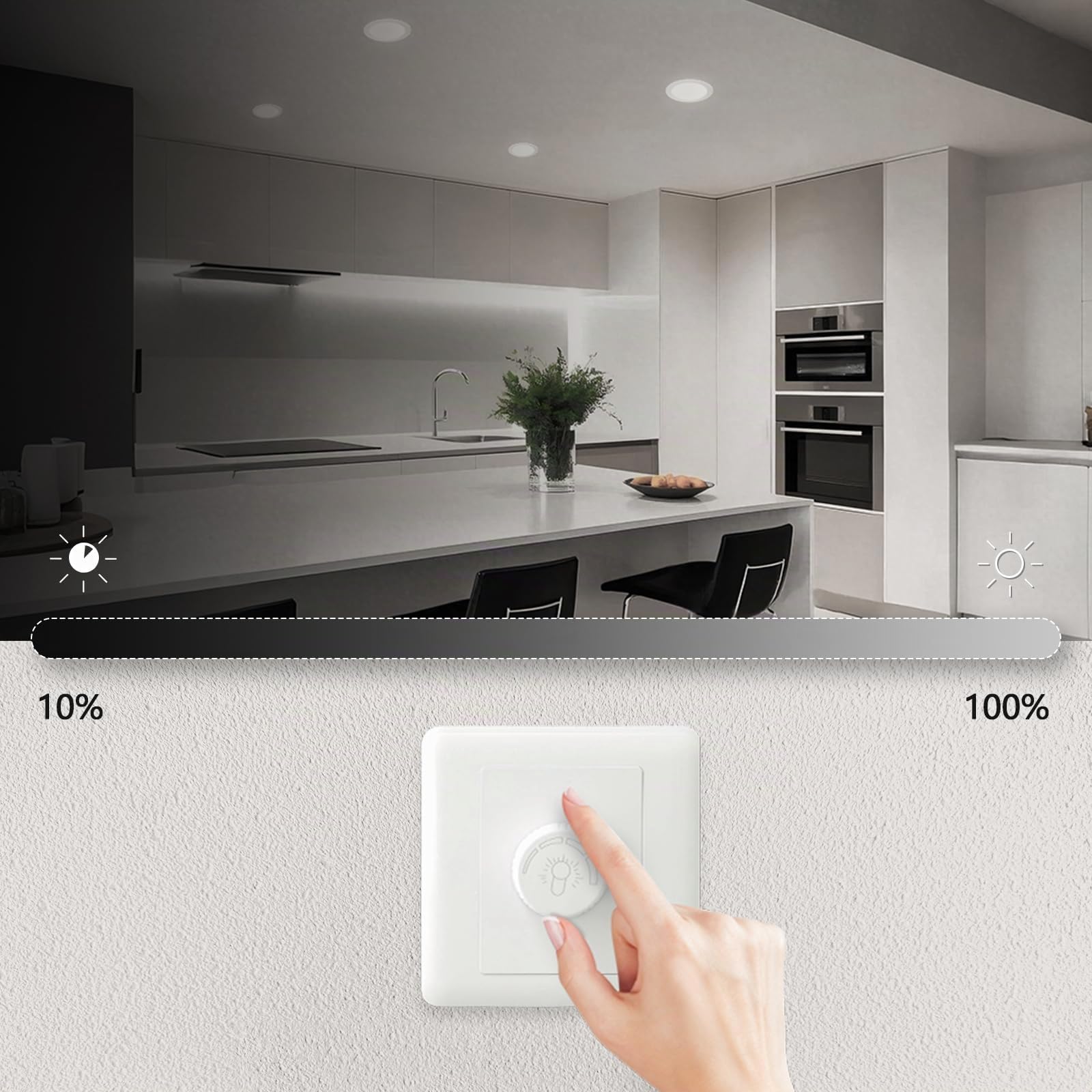 ENUOTEK Lamparas Plafon Focos Empotrables LED de Techo 12W Regulable Brillo Alto para Baños Cocina Luz Calida y Fria Ajustable 220V-240V Diámetro de Agujero Techo 110-135MM Lot de 3…