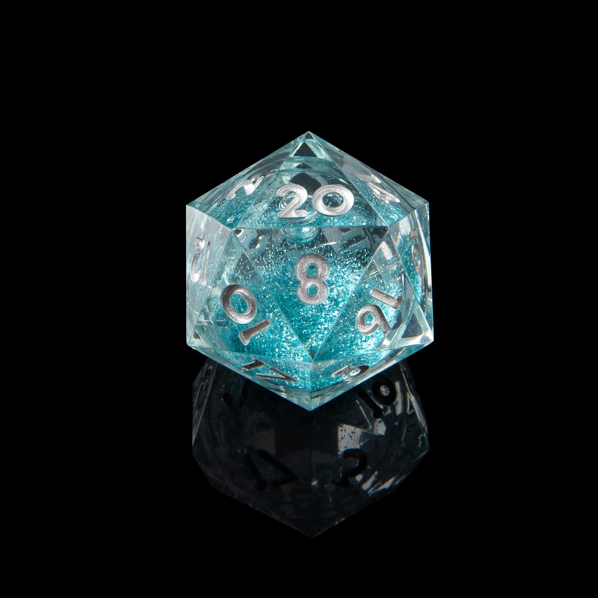 Set di dadi liquidi fatti a mano, con nucleo liquido, palla di sabbia mobile, 7 accessori per giochi di ruolo in resina poliedrica con bordi affilati (color foglia di tè liquido)