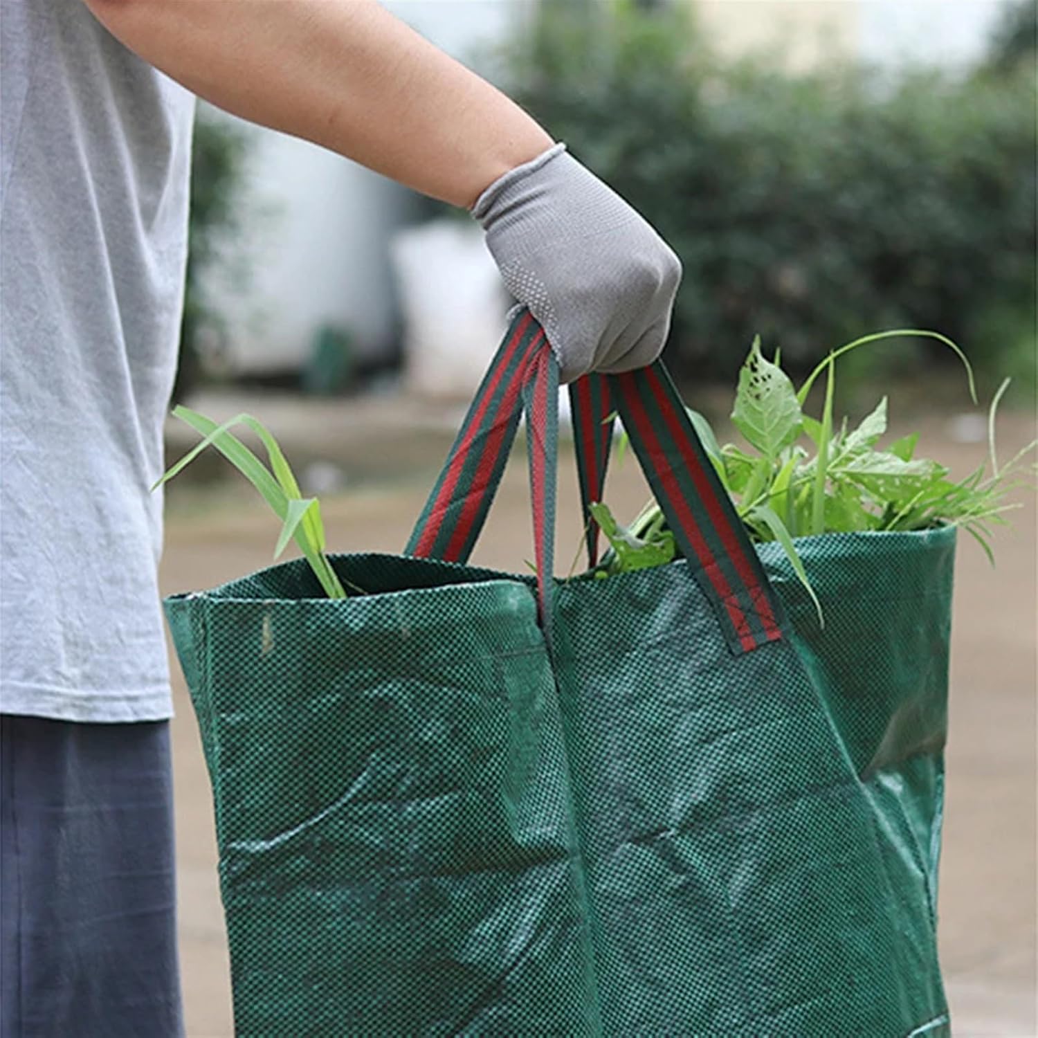 Garden Waste Bag,Garden Leaf Bag, 120L/500L/300L Garden Waste Bag Durable Reusable Yard Leaf Weeds Grass Container Storage Bag Foldable Garbage Waste Collection Garden Waste Bags(272l)