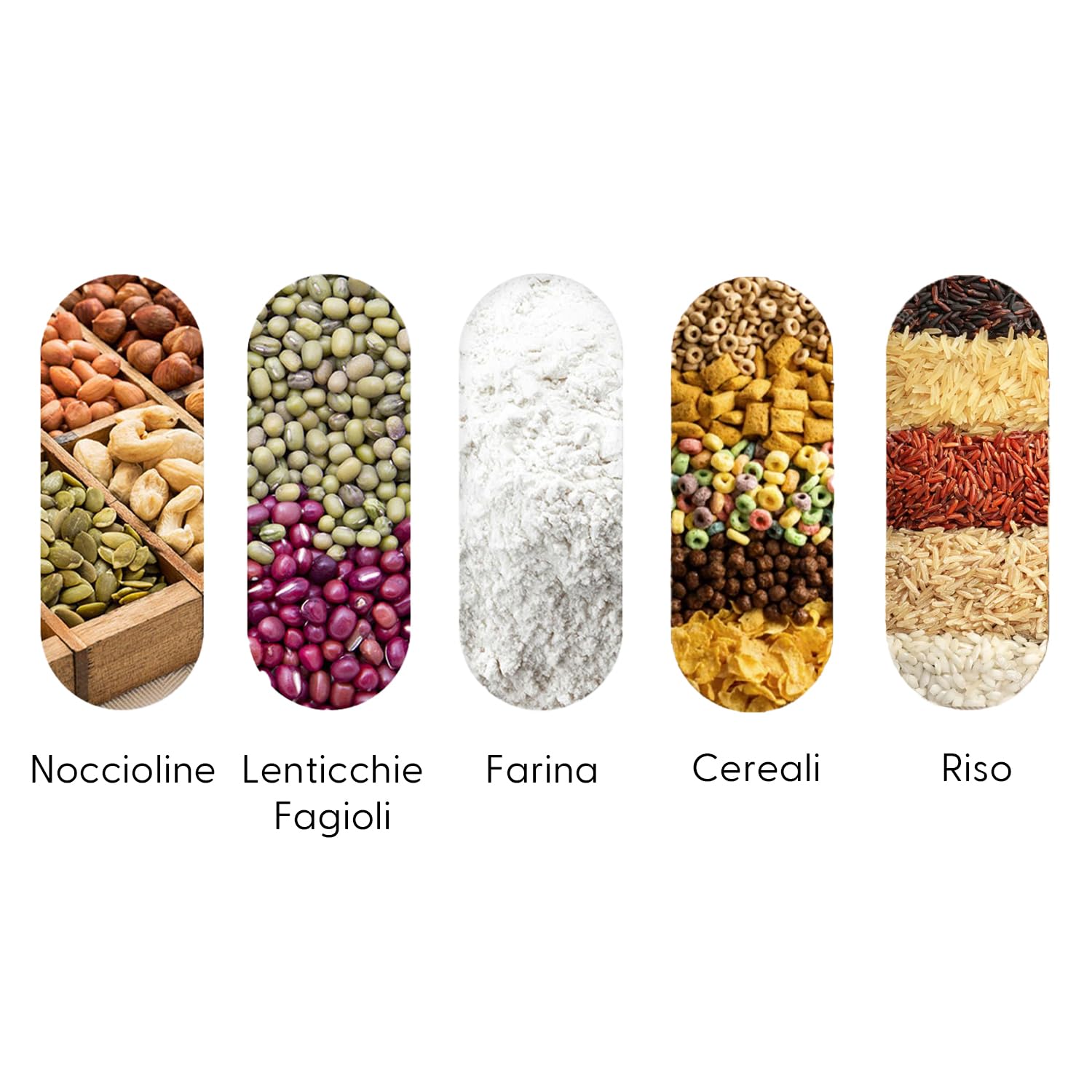 Yum Asia Contenitore per la conservazione del grano (5 litri) | Bianco con finiture grigie | Materiali ABS sicuri | Conserva Riso, Cereali, Farina, Pasta, Noci, Fagioli ecc