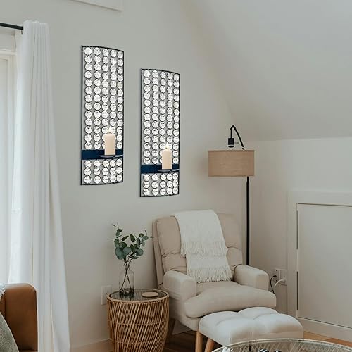 sxnzequnze Juego de 2 estantes flotantes rústicos de 16 pulgadas estantes de madera con espejo montados en la pared decoración del hogar decoración