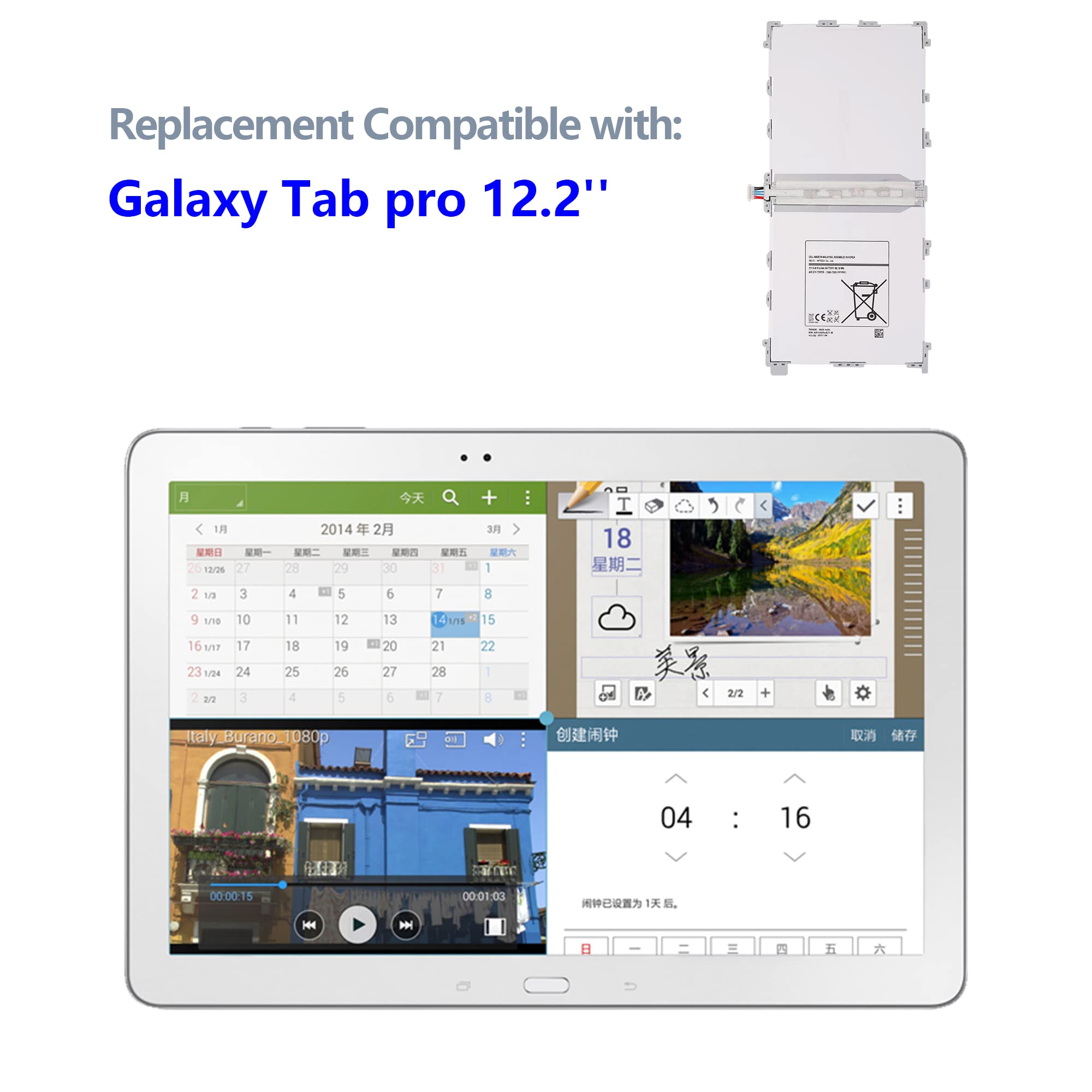 Batteria per tablet T9500K T9500E compatibile con Galaxy Tab Pro 12.2" P900, P901, P905, T900, T905 con strumenti
