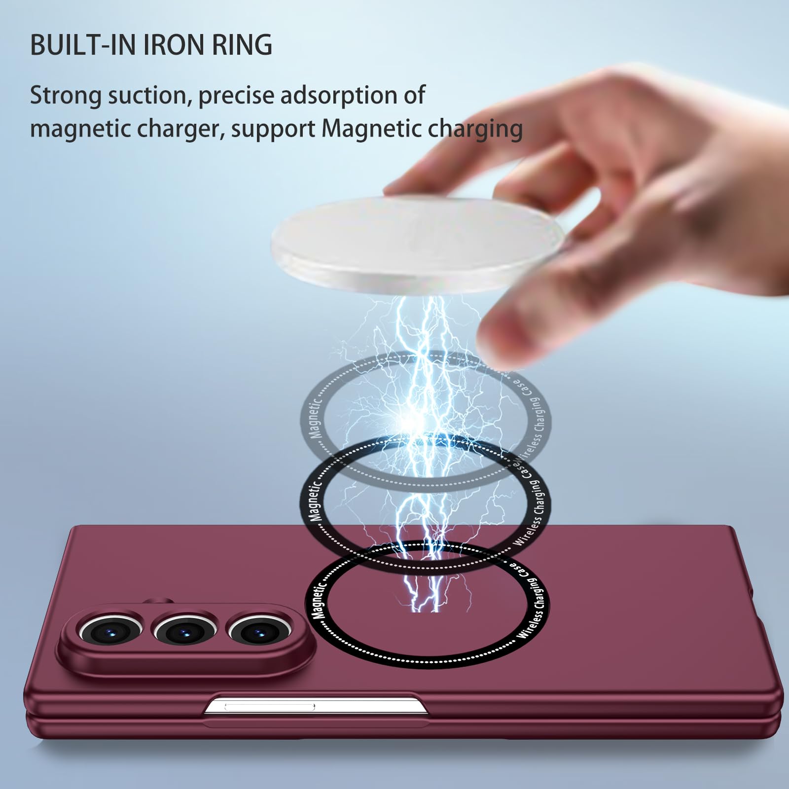 Custodia magnetica per Galaxy Z Fold 8 Ultra Slim Drop Proof Vino | Costruzione in PC rigido, magnete integrato, vestibilità sottile e leggera, antiurto robusta protezione anti-goccia