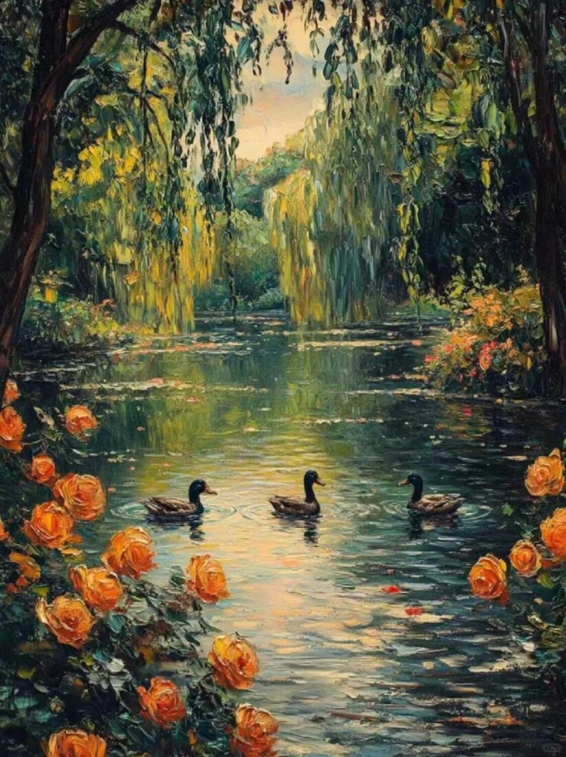 Rqwybcaxn Embroidery Beads Kit Ducks in the Water 40x50cm